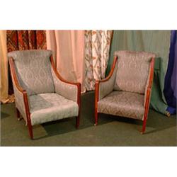 A Pair of Inlaid Walnut and Mahogany Frame...