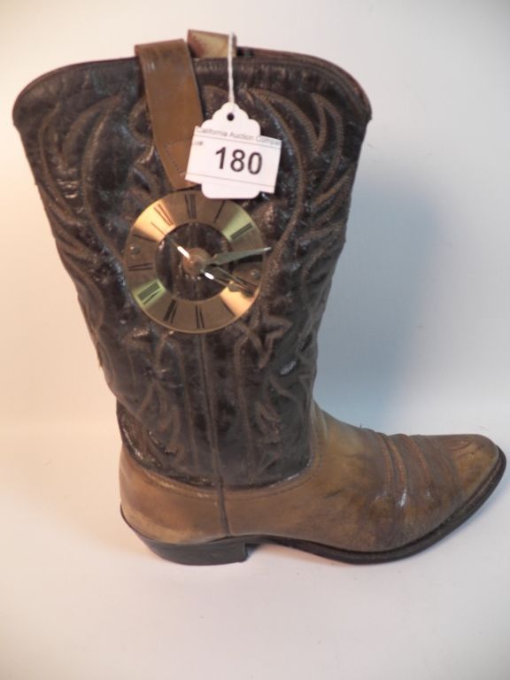 Cowboy Boot Clock Leather Cowboy Boot Clock