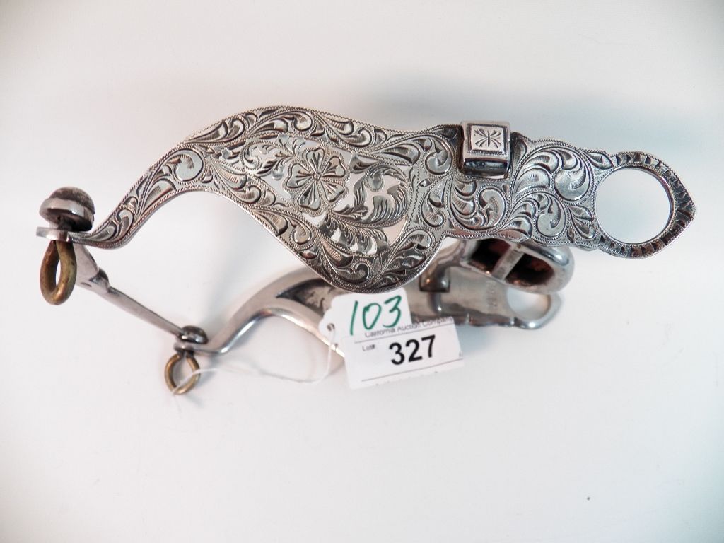 Sterling Silver Ornate Bit Marked Fleming matching spurs lot 326