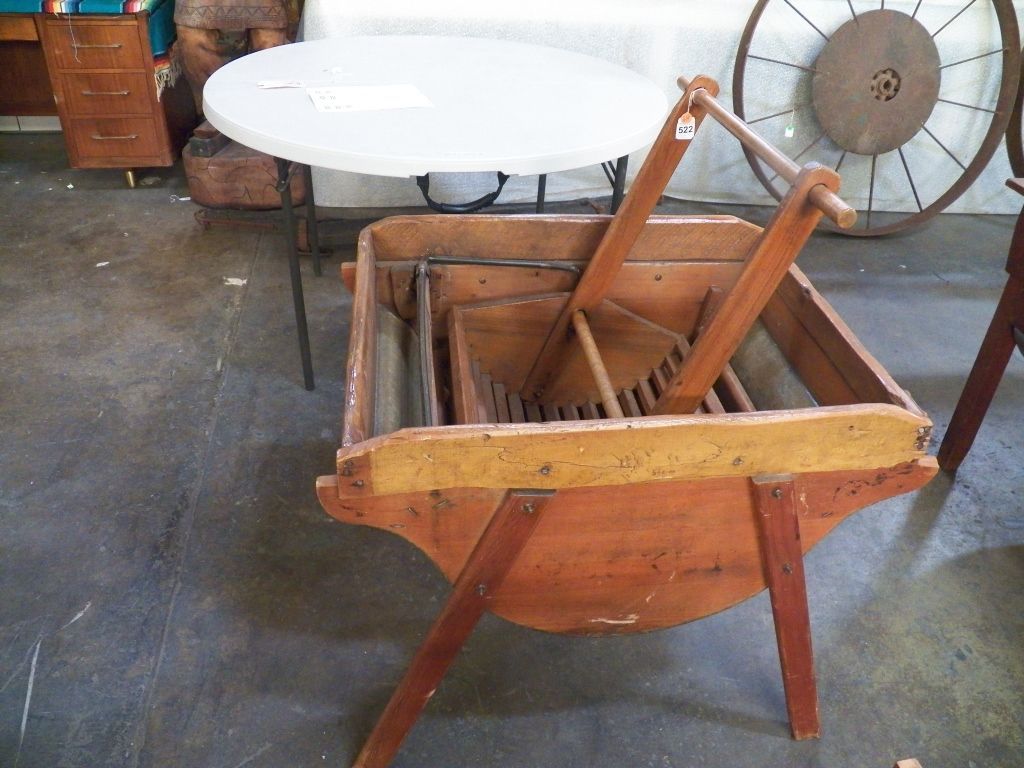 Antique wooden laundry washing machine