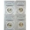 Image 1 : 1950, 51, 52, & 53 WASHINGTON QUARTERS ALL PCGS MS-64