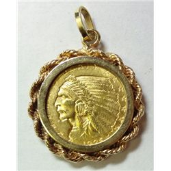 1926 $2.50 INDIAN GOLD COIN IN A 14K BEZEL