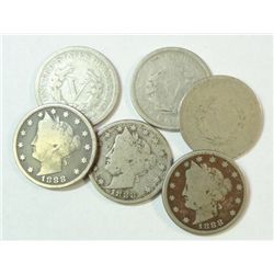 6   1888  V  nickel nice clear date good