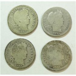 4 1893O Barber dimes  good
