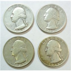 4  1932S Washington quarters   FINE or better