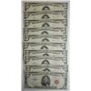 Image 1 : ( 10 ) $5.00 RED SEAL NOTES VF OR BETTER