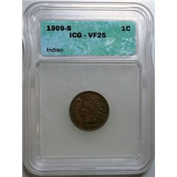1909-S INDIAN CENT ICG VF-25