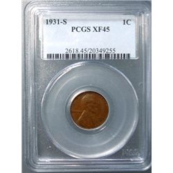 1931-S LINCOLN ONE CENT PCGS XF-AU 45