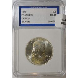 1948 FRANLIN HALF DOLLAR, IGS MS 65
