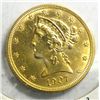 Image 1 : 1907-D $5.00 GOLD LIBERTY AU/UNC, CLEANED