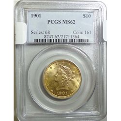 1901 $10 LIBERTY GOLD PCGS MS-62