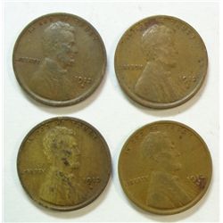 4 1912D Lincoln pennys  nice VF solid wheat lines
