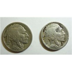 2  1913S T1 Buffalo nickels  over 1/2 horn F/VF