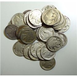 Roll(40) 1917 Buffalo nickels strong date G or better