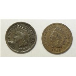 2 1908S Indian pennys