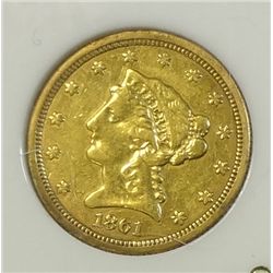 1861  $2 1/2 Gold  XF