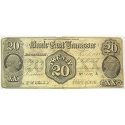 Bank of East Tennessee. $20 Bearer note  VG but taped together
