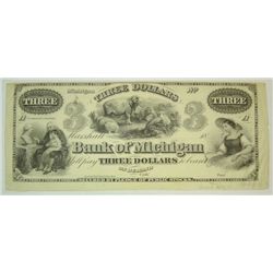 Bank of Marshall Michigan . $3 remainder note New but has been in too small