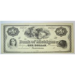 Bank of Marshall Michigan . $1 remainder note  CU