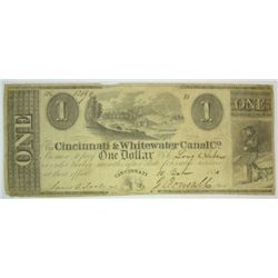 Cincinnati & Whitewater Canal Co. $1 remainder note   no 13196