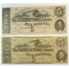 Image 1 : 2 $5 Confederate Sates  currency  VF