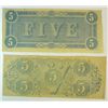 Image 2 : 2 $5 Confederate Sates  currency  VF