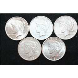 1922, 1922-D, 1923-S, 1924 & 1926-D Peace $1, Lot of 5