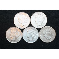 1922 (2), 1923, 1923-S & 1927 Peace $1, Lot of 5