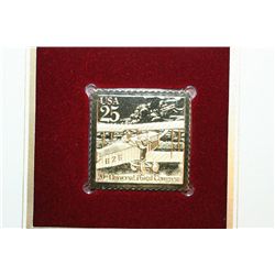 1989 First Day Issue 22K Gold Replica Stamp W/Postal Stamps; Classis Mail Transportation Biplane