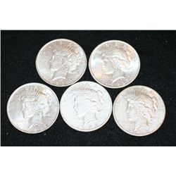1922, 1923, 1923-D & 1923-S (2) Peace $1, Lot of 5