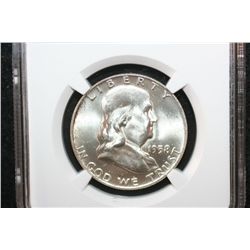 1958-D Ben Franklin Half Dollar, NGC Graded MS64 FBL