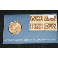 1972 American Revolution Bicentennial First Day Cover George Washington Commerative Medal W/Postal S
