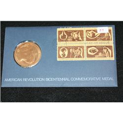 1972 American Revolution Bicentennial First Day Cover George Washington Commerative Medal W/Postal S