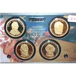 US Mint Presidential $1 Coin Proof Set; Harrison, Tyler, Polk & Taylor
