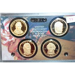 US Mint Presidential $1 Coin Proof Set; Harrison, Tyler, Polk & Taylor