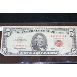 1963 United States Note $5, Red Seal
