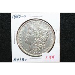 1880-O Silver Morgan $1, AU/BU