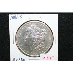 1881-S Silver Morgan $1, AU/BU