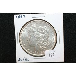 1887 Silver Morgan $1, AU/BU