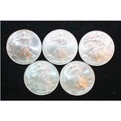 2000 Silver Eagle $1, Lot of 5