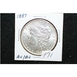 1887 Silver Morgan $1, AU/BU