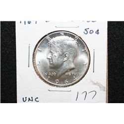 1964-D Kennedy Half Dollar, UNC, Silver