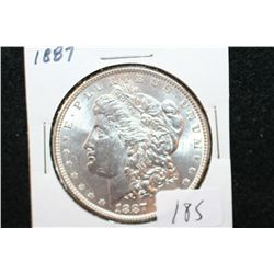 1887 Silver Morgan $1, AU/BU
