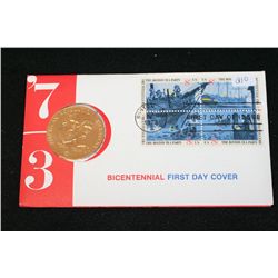 1973 American Revolution Bicentennial First Day Cover Samuel Adams & Patrick Henry Commerative Medal
