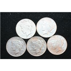 1922, 1922-S, 1923-S, 1923-D & 1928-D Peace $1, Lot of 5