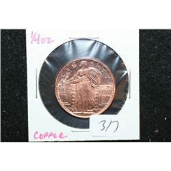 Golden State Mint "Standing Liberty" Copper Round; .999 Fine Copper 1/4 Oz.
