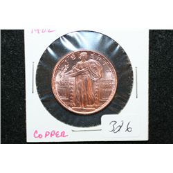 Golden State Mint "Standing Liberty" Copper Round; .999 Fine Copper 1/4 Oz.