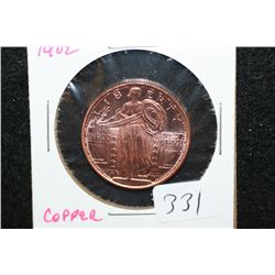 Golden State Mint "Standing Liberty" Copper Round; .999 Fine Copper 1/4 Oz.