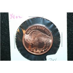 Golden State Mint "Buffalo Nickel" Copper Round; .999 Fine Copper 1/4 Oz.