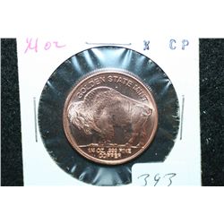 Golden State Mint "Buffalo Nickel" Copper Round; .999 Fine Copper 1/4 Oz.
